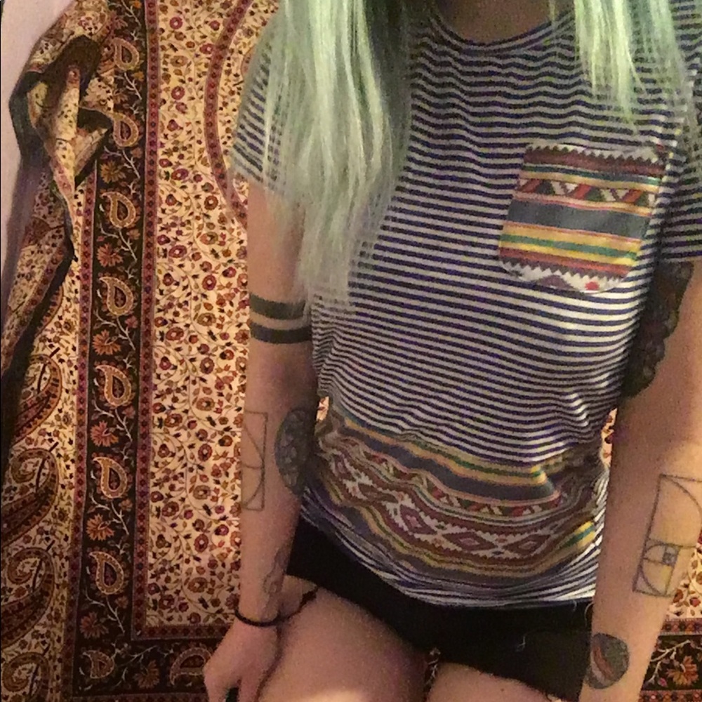 Striped tee with a unique twist on colorblocking